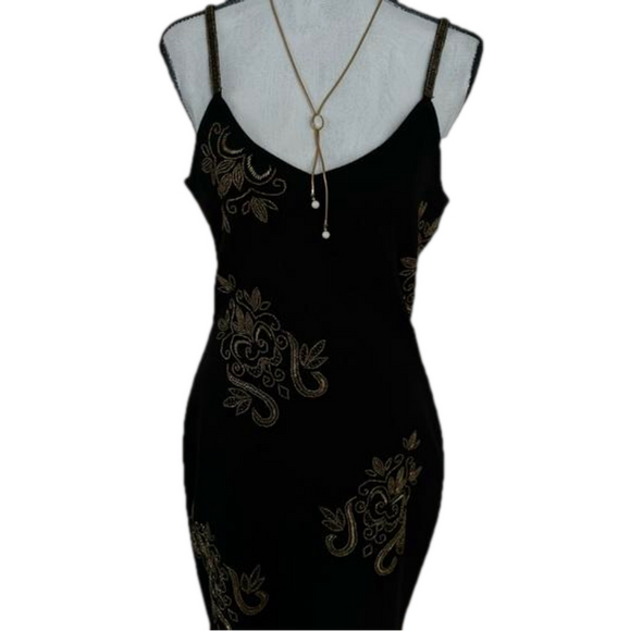 Night out dress black gold spaghetti straps - Picture 2 of 12